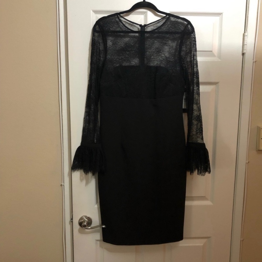 Black lace midi dress.